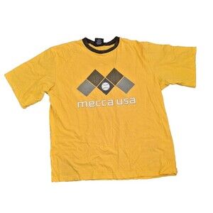 Vintage Mecca USA T Shirt Yellow Hip Hop 90s Y2K Size XL
